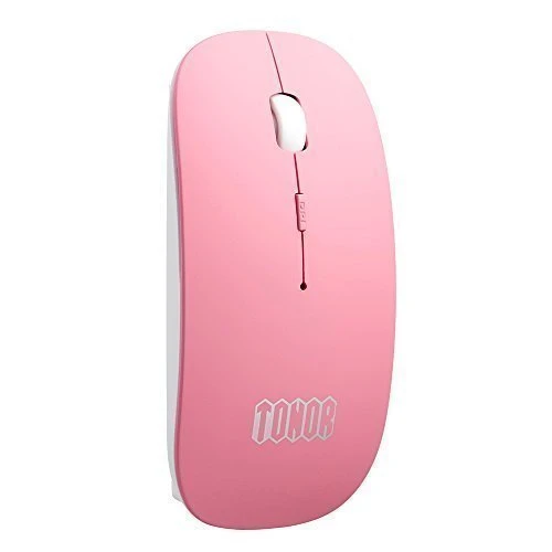 TONOR matt dünn schlank aufladbar still Bluetooth 3,0 lautlose kabellos schnurlos Funkmaus wireless Maus 800/1200/1600 DPI für PC Mac Tablet Laptop, ohne Klickgeräusche Pink