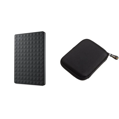 Set Seagate Expansion Portable, 1TB, externe Festplatte + AmazonBasics Festplattentasche