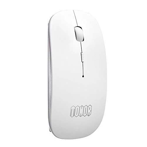 TONOR bunt matt dünn slim schlank aufladbar still Bluetooth 3,0 lautlose kabellos schnurlos Funkmaus wireless Maus 800/1200/1600 DPI für PC Mac Tablet Laptop, ohne Klickgeräusche Silber