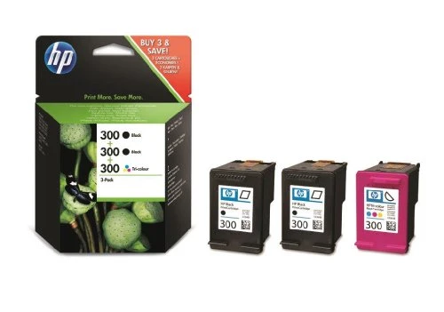 HP 300 Multipack Original Druckerpatronen (2x Schwarz, 1x Farbe) für HP Deskjet, HP ENVY, HP Photosmart