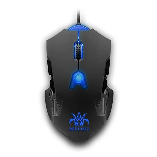 aLLreli® M811Lu 8200 DPI High Precision Laser Programmierbar Gaming Maus für PC – Top Avago A9800 Sensor | USB verkabelt Game Mouse | 1000Hz 12000F/S 150I/S 30G acceleration | 10 konfigurierbare Tasten | 5 Benutzerprofile | Omron Mikroschalter