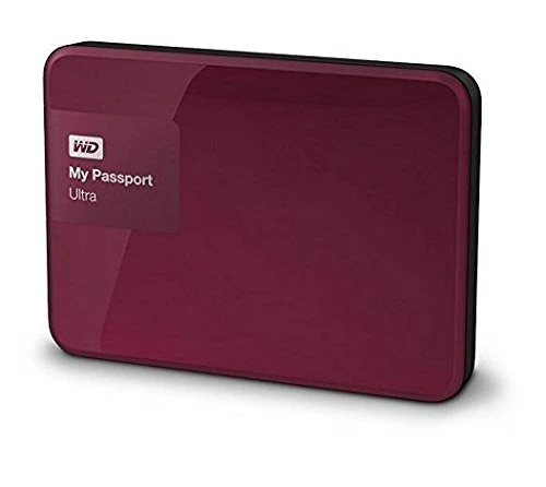 Western Digital 1TB My Passport Ultra tragbare externe Festplatte- USB3.0, Berry,  Hardware Verschlüsselung, Backup Software- WDBGPU0010BBY-EESN