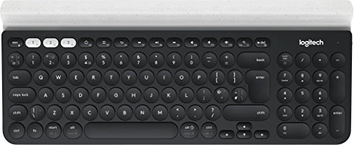 Logitech K780 Multi-Device Wireless Keyboard (für Windows/Mac/Chrome OS/Apple iOS/Android, QWERTZ deutsches Tastaturlayout) dunkelgrau/weiß