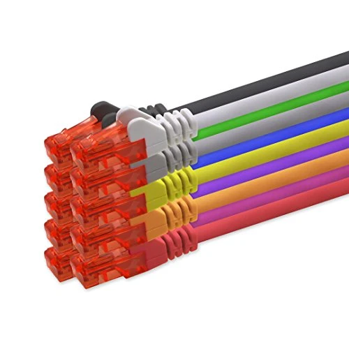 1aTTack.de 0,25m – 10 Farben CAT 6 Netzwerkkabel Patchkabel 1000 Mbit RJ45 Stecker kompatibel zu CAT5e CAT5 CAT6 CAT7 Dsl Internet Router