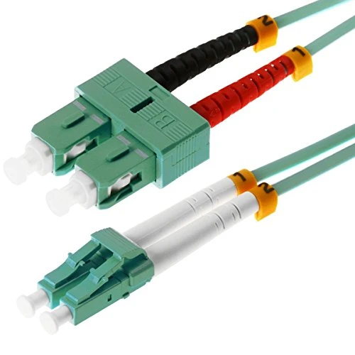 Helos LWL Patchkabel 50/125 m OM3 LC/SC 7,5 m, SC und LC Duplex Stecker, aqua / türkis, 115745
