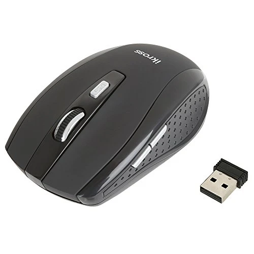 Schnurlose Maus | iKross 2.4G Kompakte Kabellose Maus mit DPI 800/1600 für Laptops, PCs – Schwarz