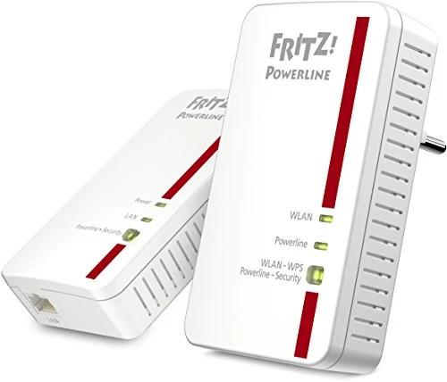 AVM FRITZ! Powerline 1240E WLAN Adapter Set (1.200 MBit/s, WLAN-Access Point, ideal für Media-Streaming oder NAS-Anbindungen)