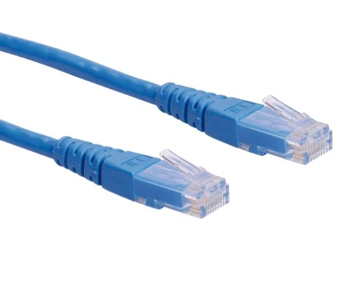 Rotronic ROLINE UTP LAN Kabel Cat 6, Ethernet Netzwerkkabel mit RJ45 Stecker, blau 1 m