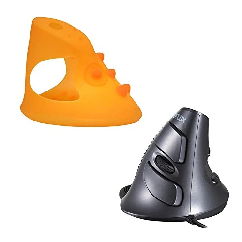 Tping Delux M618GL Verdrahtet Ergonomische Vertikale Optische Maus,Gaming Mouse Arm Handgelenkschutz mit Einstellbare Empfindlichkeit für Windows 7 / 8 / XP / Vista und Mac OS Laptop PC Abnehmbare + Orange Silikon hülle