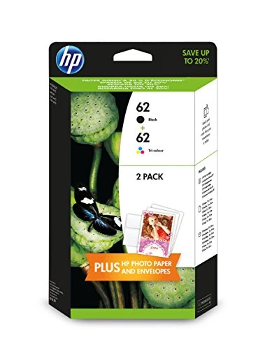 HP 62 2er-Pack Schwarz/Cyan/Magenta/Gelb Original Tintenpatronen