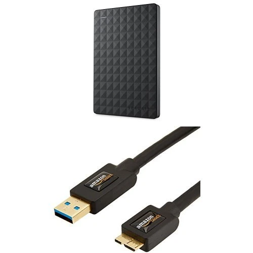 Set Seagate Expansion Portable, 500GB, externe Festplatte mit AmazonBasics USB-3.0-Kabel