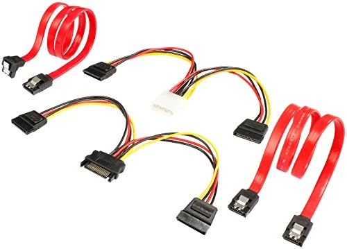 Poppstar 2x Sata 3 Datenkabel (rot, 50cm, Stecker 1x gerade, 1x auf gewinkelt)