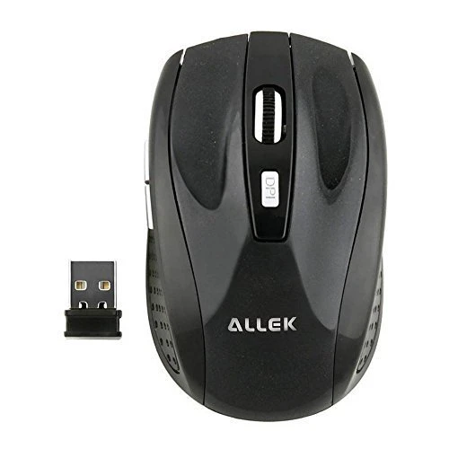 Allek® G109 2.4G Schnurlos Maus Wireless Mouse 2.4G 1600 DPI 6 Tasten Optische Mäuse mit USB Nano Empfänger Für PC Laptop iMac Macbook Microsoft Pro Gamer Schwarz