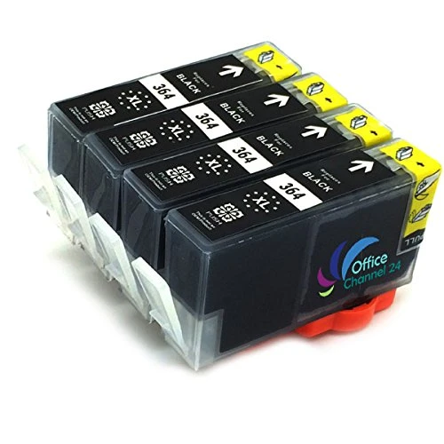 4x kompatibel Tintenpatronen zu hp 364 xl schwarz mit Chip für HP Photosmart 5510 5514 5515 5520 5522 5524 6510 6520 6525 7510 7520 DESKJET 3070A 3520 3522 OFFICEJET 4620 4622