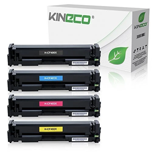 4 Kineco Toner kompatibel zu HP 201X Tonerkartusche LaserJet Pro MFP M277dw, Pro 200 M252dw, M277n, M252n, M277n, M274n – CF400 – Schwarz 2.800 Seiten, Color je 2.300 Seiten