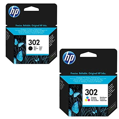 1x Set Original HP Tintenpatrone F6U66AE F6U65AE HP 302 HP302 für HP Officejet 3800 Series – BLACK + Color – Leistung: BK ca. 190 / Color ca. 165 Seiten/5%