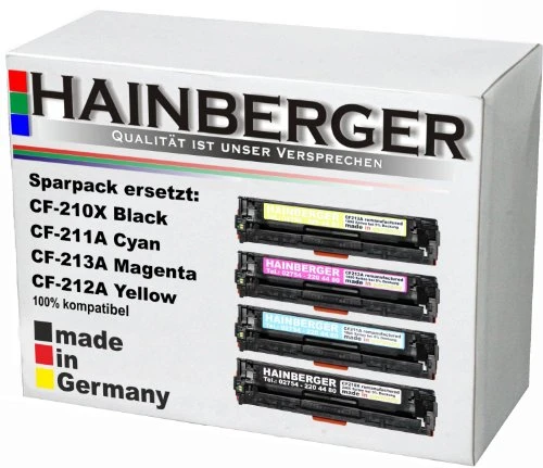 4x Hainberger Toner kompatibel zu HP CF 210X 211A 212A 213A 1x BK,C,M,Y-BK 2.400 S.,Color je 1.800