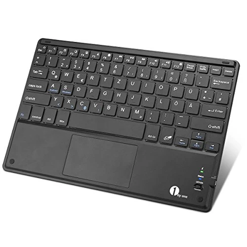 1byone Drahtlose Bluetooth QWERTZ Deutsche Tastatur und Multi Touchpad, geeignet für Windows, Linux, Android OS Tabs und Smartphones