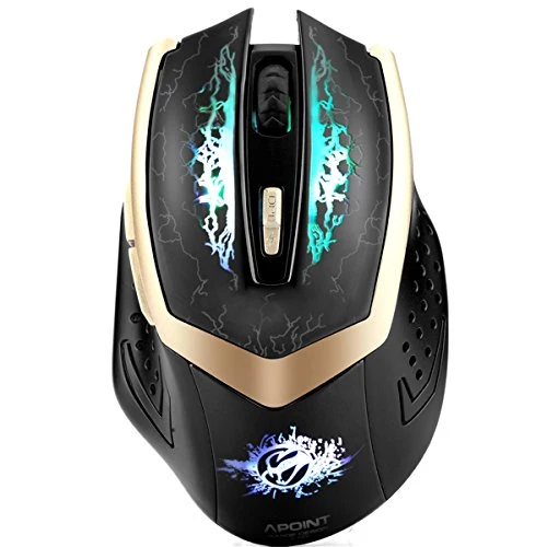 ShiRui G600S 2,4 GHz Wieder Aufladbare Drahtlose Gaming Maus mit 7 geräuschlosen Tasten und 3 DPI-Stufen für Windows und Mac (Schwarz)