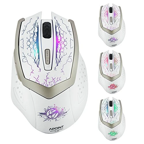 ShiRui G600S 2,4 GHz Wieder Aufladbare Drahtlose Gaming Maus mit 7 geräuschlosen Tasten und 3 DPI-Stufen für Windows und Mac (Weiß)