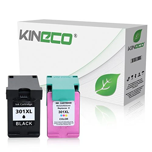 2 Kineco Tintenpatronen kompatibel zu HP 301XL 301 XL für HP Deskjet 2540, Envy 4500 e-All-in-One, Deskjet 1510, OfficeJet 4630, Deskjet 1010, Envy 5530 eAIO, Officejet 4632 e-All-in-One – Schwarz 20ml, Color 21ml