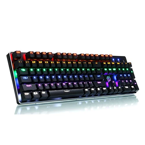 ShiRui Mechanical Gaming Tastatur 104 Tasten Blauer Schalter USB Verdrahtet mit 8 einstellbaren Farben LED Breathing Light