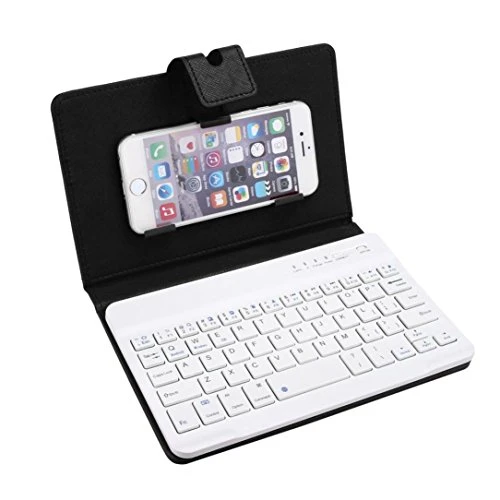OverDose Leder mit abnehmbarem Bluetooth Tastatur Tastaturen für 5-7inch IOS, Android Phone